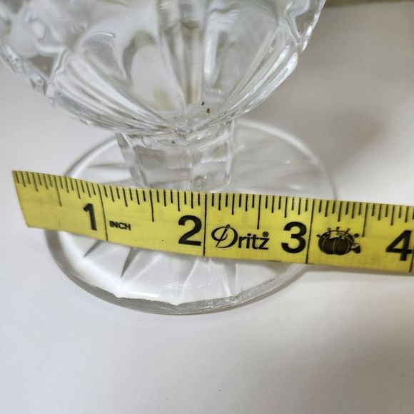 Vase Vintage 1980s Hand Cut Lead Crystal Footed Glass - Picture 5 of 7